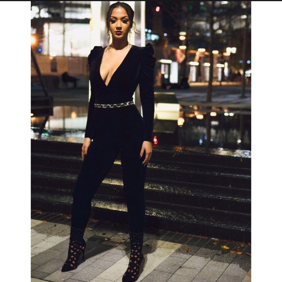 Taylor Deep V Velvet Jumpsuit - Picture 5 of 5